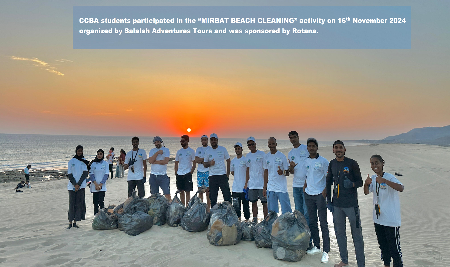 CCBA participates in “MIRBAT BEACH CLEANING” Organized by Salalah Adventures Tours and Sponsored by Rotana.